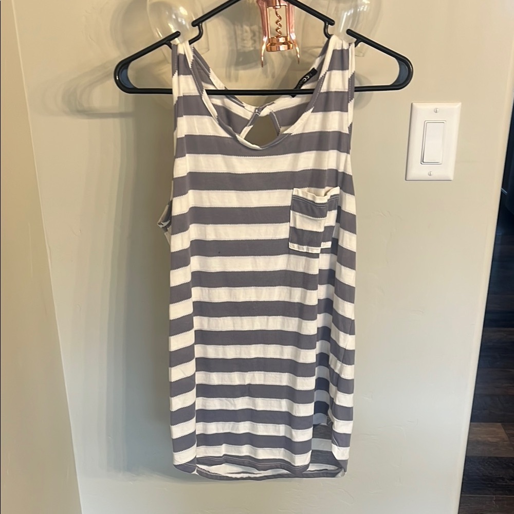 Striped Gray and White Women's Tank Top